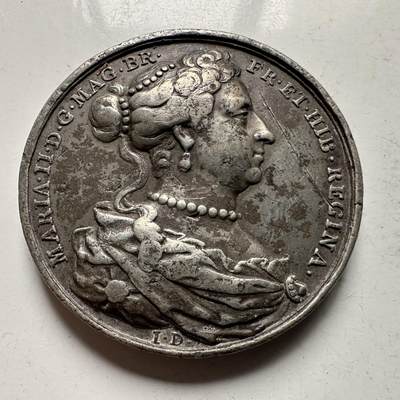 🌹外币初藏🌹🐯2026年第36场   每周二四六晚8️⃣点 接代拍 - 英国 19世纪初 玛丽二世（1662-1694） 历史事件 白金属纪念章 40.5毫米-29.6克