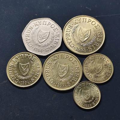 【全场包邮】纯粹捡漏拍522场 塞浦路斯1991-1998年6枚套币