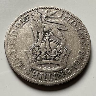 🌹外币初藏🌹🐯2026年第36场   每周二四六晚8️⃣点 接代拍 - 英国 1928年1先令银币 50%银-5.66g-23.5mm b