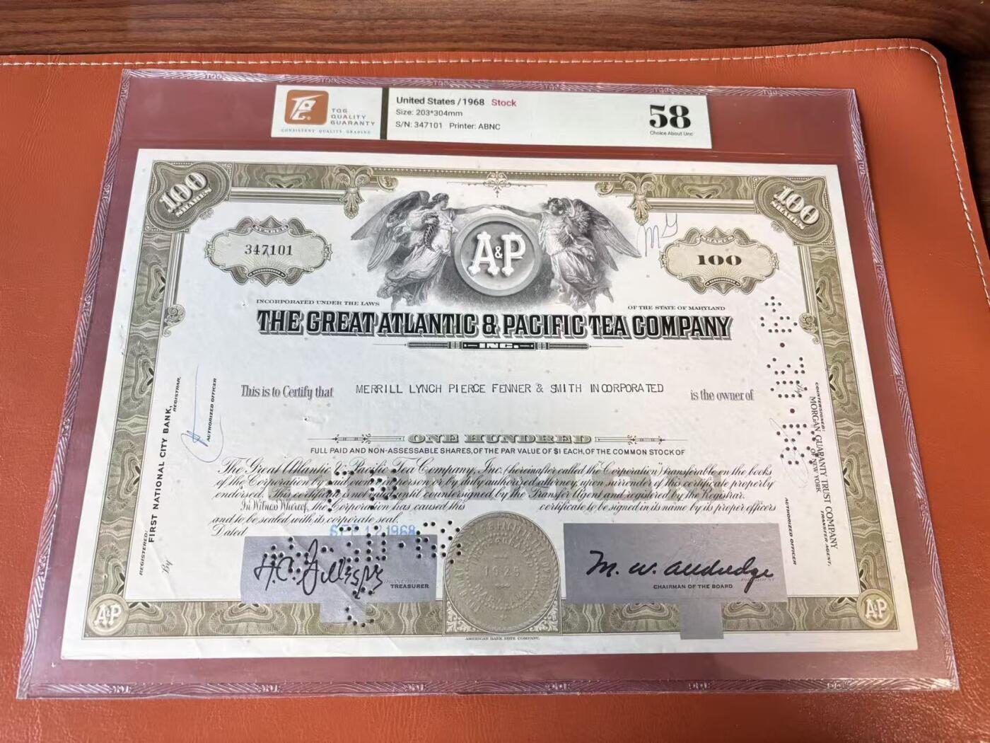 【Blue Auction】世界纸币精拍第802期——18级TOP拍卖/信誉/品质/专业/高效💫 【一组4张】美国 1967-83年 大票幅 雕版印刷股票一组 TQG58-45