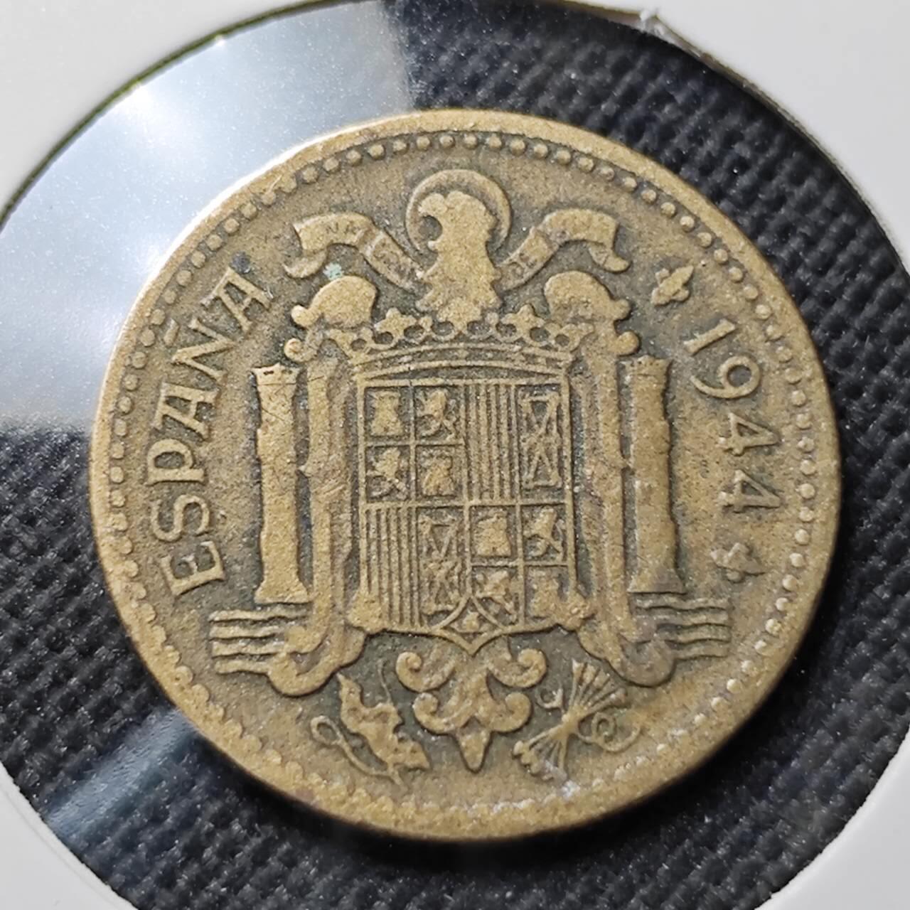 KK钱币收藏小铺  第414期 2月预留时间 周末发货 1944西班牙1比塞塔 