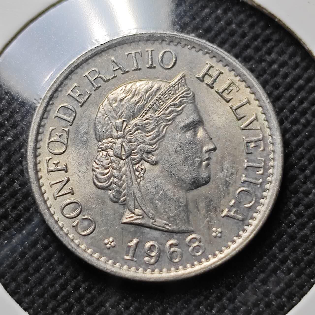 KK钱币收藏小铺  第414期 2月预留时间 周末发货 1968瑞士10分 