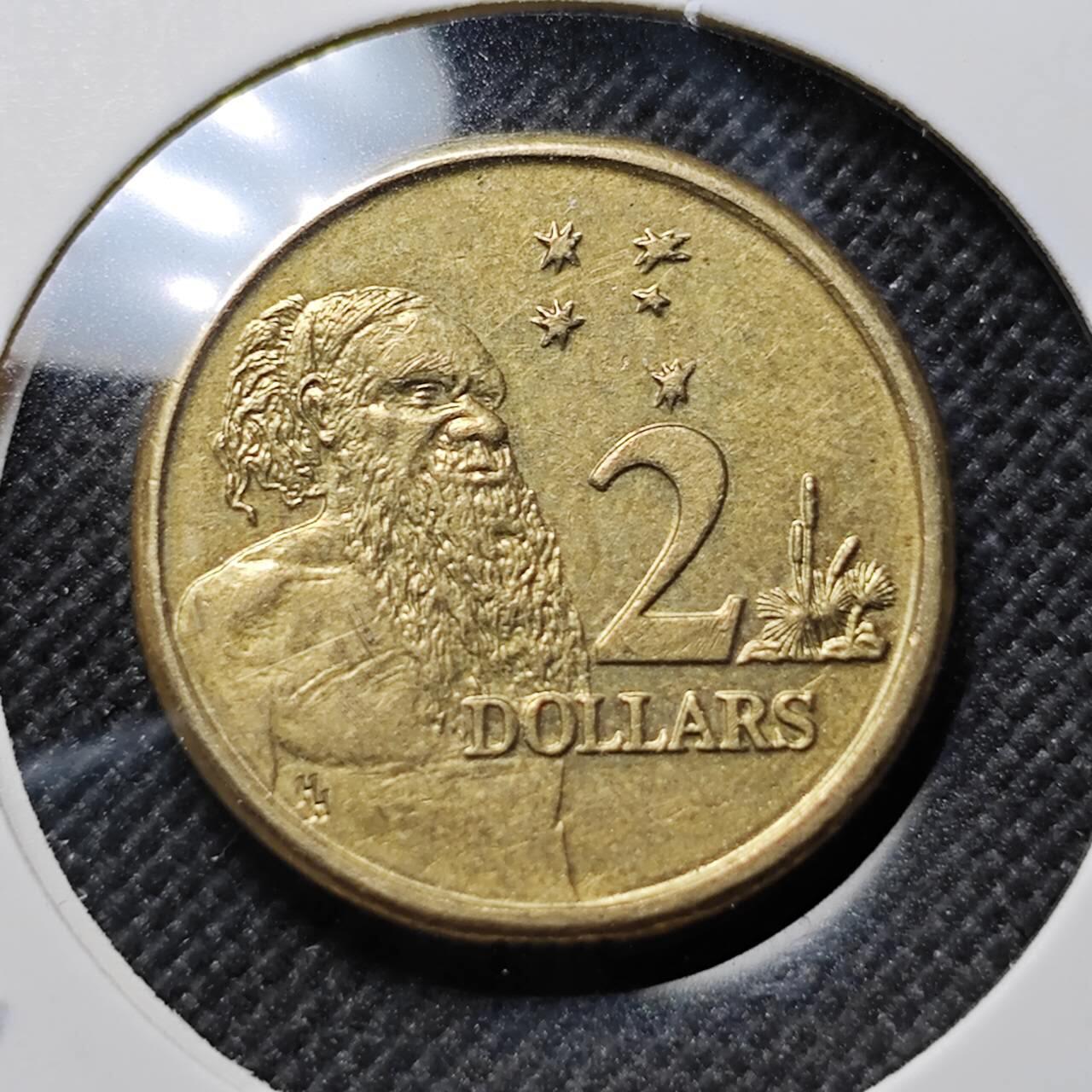 KK钱币收藏小铺  第414期 2月预留时间 周末发货 1988澳大利亚土著人2元 