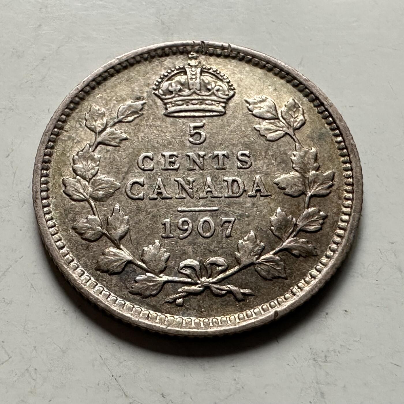 🌹外币初藏🌹🐯2026年第36场   每周二四六晚8️⃣点 接代拍 加拿大1907年爱德华七世5分银币