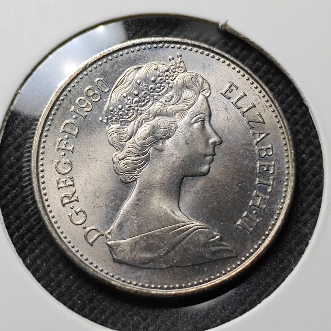 KK钱币收藏小铺  第414期 2月预留时间 周末发货 1980英国5便士 大5便士 好品