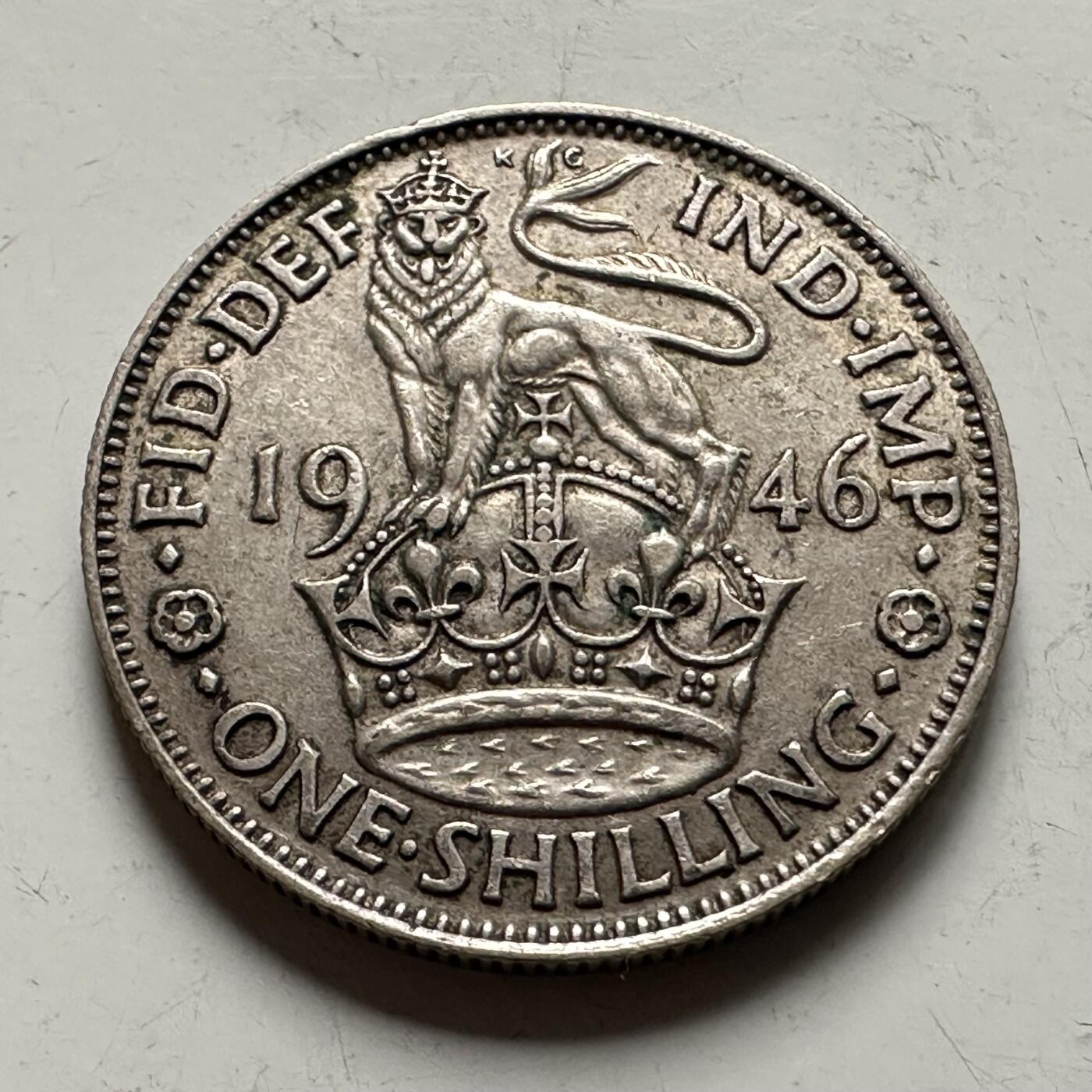 🌹外币初藏🌹🐯2026年第36场   每周二四六晚8️⃣点 接代拍 英国 1946年1先令银币 50%银-5.66g-23.5mm 