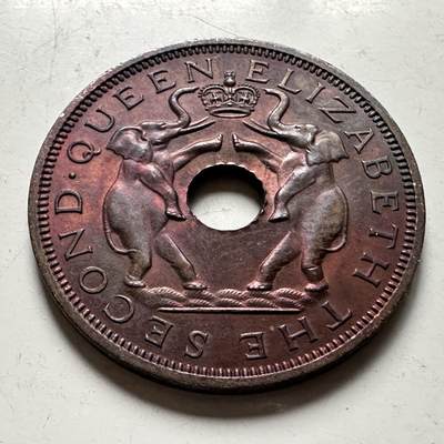 🌹外币初藏🌹🐯2026年第36场   每周二四六晚8️⃣点 接代拍 - 罗得西亚和尼亚萨兰 1962年1便士 双象铜币 这氧化包浆颜色绝了