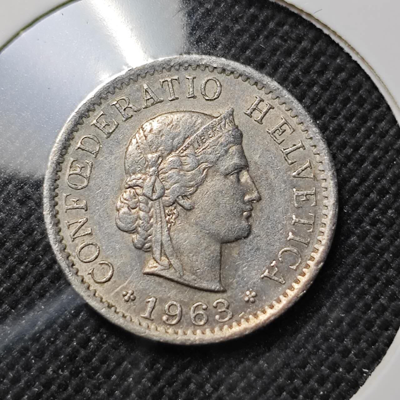 KK钱币收藏小铺  第414期 2月预留时间 周末发货 1963瑞士5分 