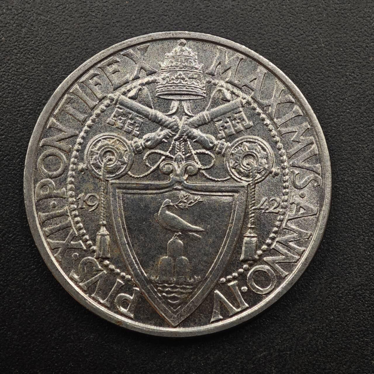 【淘币小摊】实时拍第八百八十七拍   散币场    每周一统一发货 梵蒂冈1942年1里拉镍币