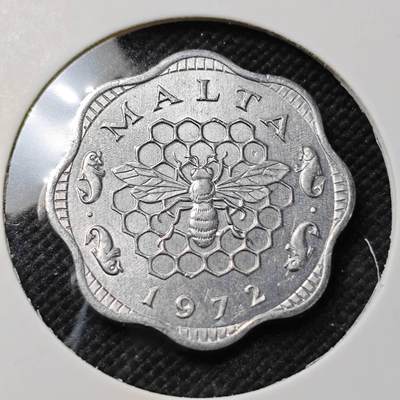KK钱币收藏小铺  第415期 2月预留时间 周末发货 1972马耳他3米尔 