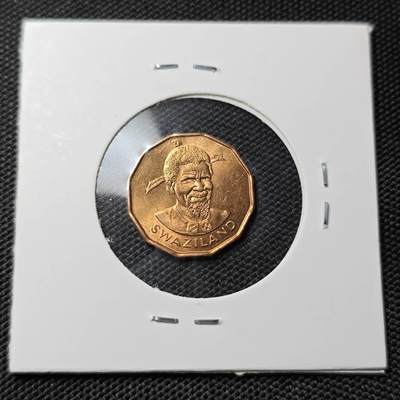 KK钱币收藏小铺  第417期 2月预留时间 周末发货 1974斯威士兰1分 好品铜币