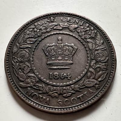 🌹外币初藏🌹🐯2026年第36场   每周二四六晚8️⃣点 接代拍 - 加拿大新斯科舍省 1864年 维多利亚女王 1分 铜币