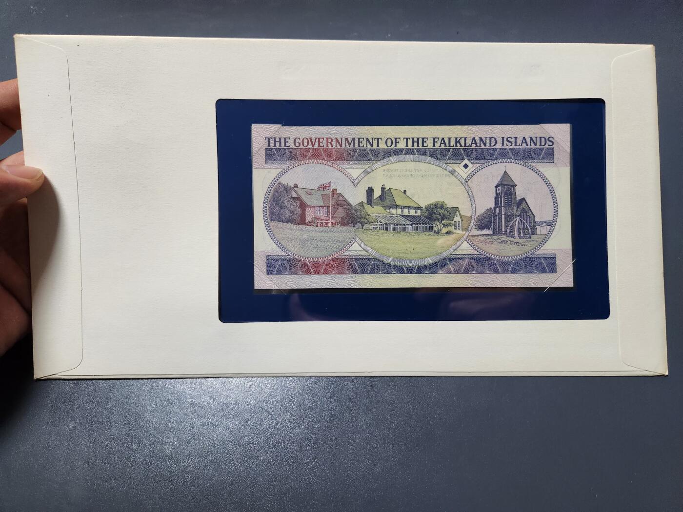 4月1号晚上8点 中外纸币自动截拍第50场 1984年 福克兰群岛 1镑 富兰克林封装版 新品