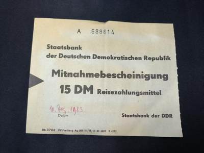 云宸嘉赏-勋臻佳藏四月精品甄选场次（低佣 一元一手） - 民主德国国家银行公务旅行费用-携带许可凭证