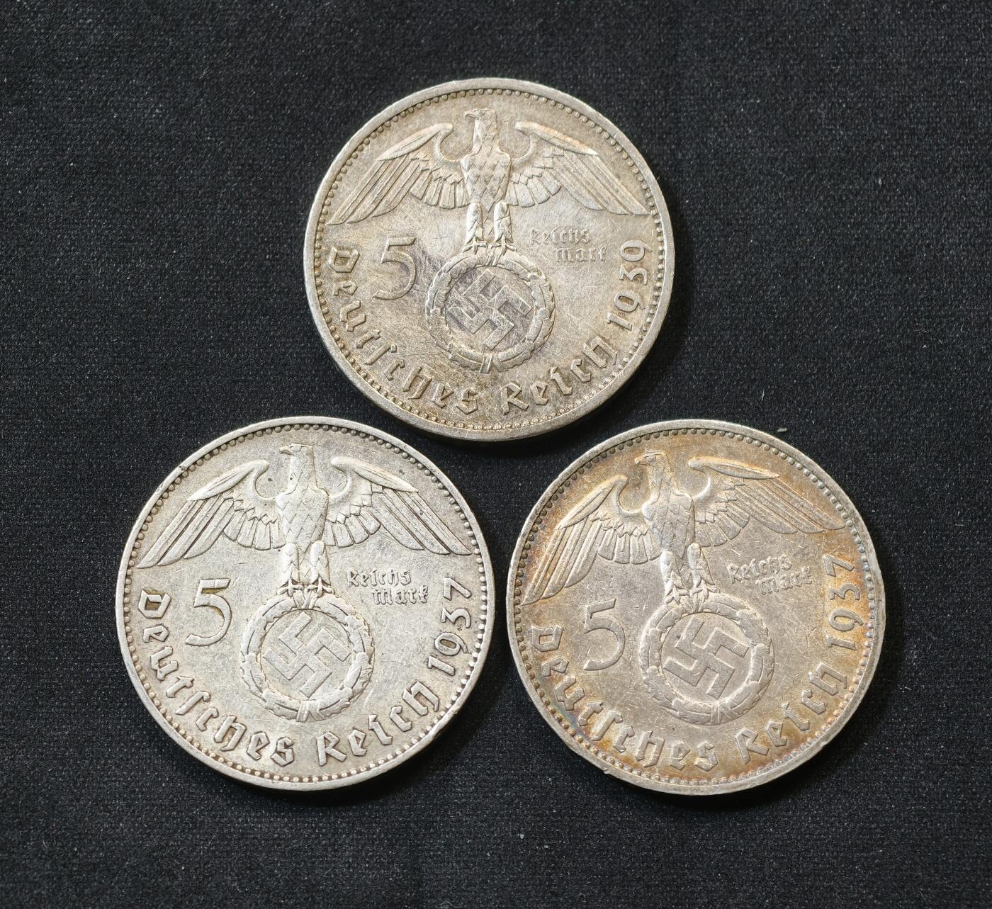 甄臻铺-世界币章拍卖（第58期），送拍享返佣金等优惠多多 兴登堡5马克,3枚一组