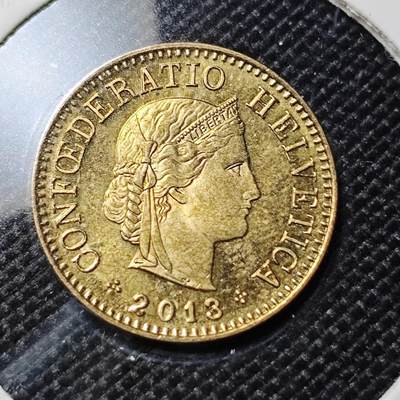 KK钱币收藏小铺  第417期 2月预留时间 周末发货 2013瑞士5分 