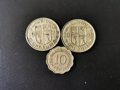 零零发外国硬币拍卖 无佣金 - 毛里求斯早期女王版一组