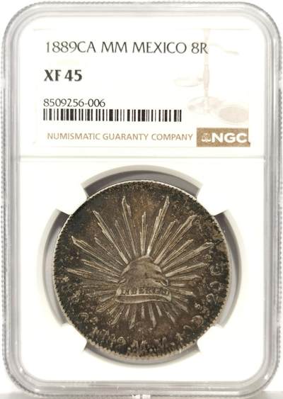 博洋堂世界钱币拍卖第167期（全场包邮） - NGC XF45 墨西哥1889年CA MM版花边鹰洋，极美酱彩包浆