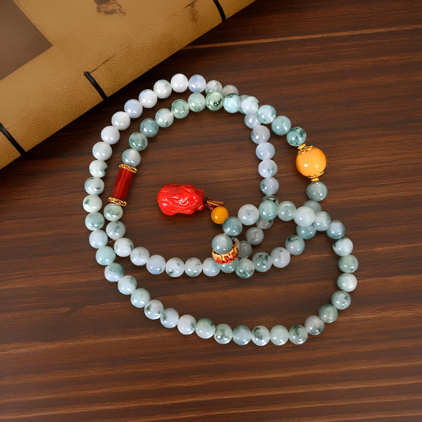 碧月说宝 君子怀瑾·当代和田玉清风专场（七） 冰种翡翠飘花珠串108颗