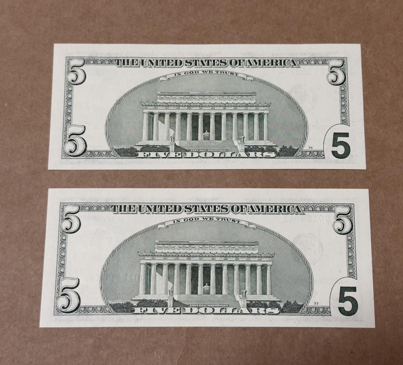 【礼羽收藏】🌏世界钱币拍卖第131期 03年黑白大头5美元补号连号全新UNC品相