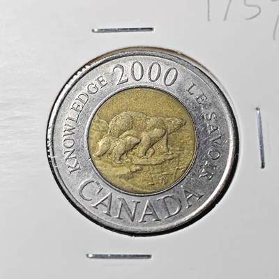 KK钱币收藏小铺  第417期 2月预留时间 周末发货 2000加拿大2元 千禧年