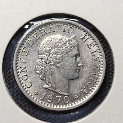 KK钱币收藏小铺  第417期 2月预留时间 周末发货 1970瑞士20分 