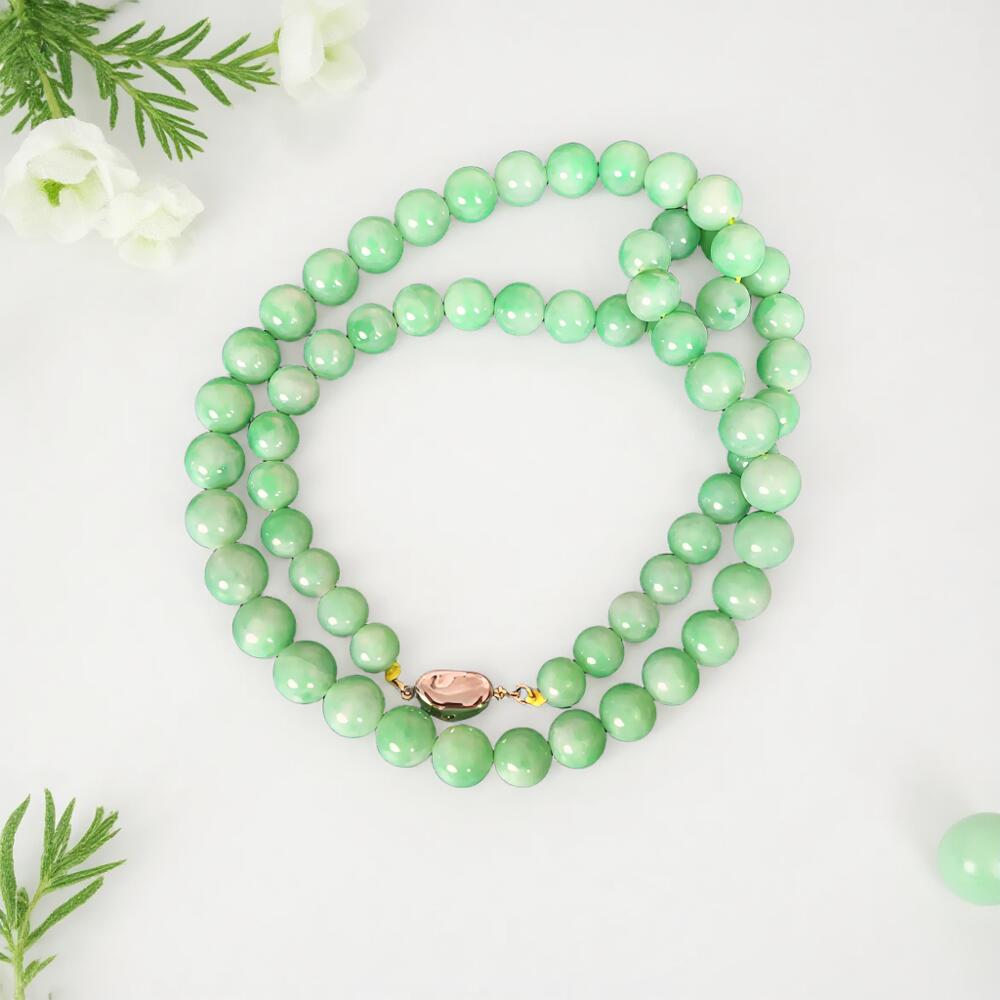 碧月说宝 君子怀瑾·当代和田玉清风专场（七） s925豆阳绿塔珠项链