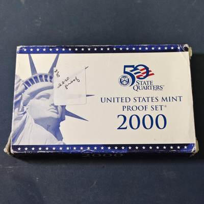【全场包邮】纯粹捡漏拍517场 - 美国2000年官方封装精制套币（流通币一盒+州币一盒）-盒证全