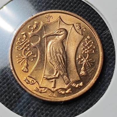 KK钱币收藏小铺  第415期 2月预留时间 周末发货 1985马恩鸟1便士铜币 好品