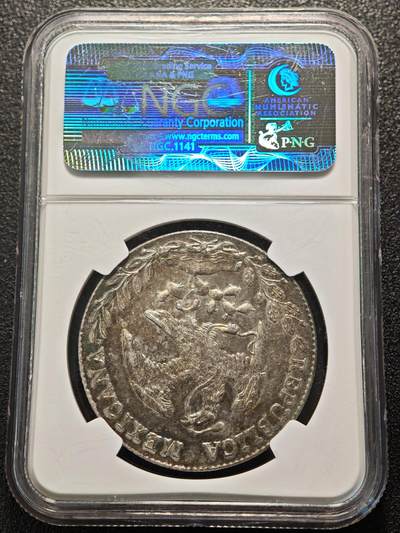 【德藏】世界币章拍卖第170期（拍品征集中~欢迎藏友联系） 1896年 墨西哥8R银币 深彩包浆 极其漂亮 NGC MS61