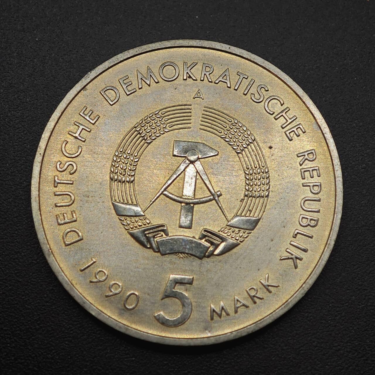 【淘币小摊】实时拍第八百八十七拍   散币场    每周一统一发货 东德1990年5马克纪念币