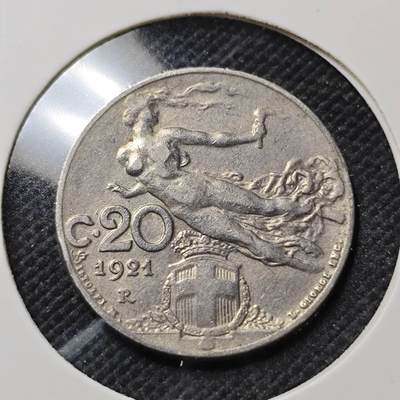 KK钱币收藏小铺  第415期 2月预留时间 周末发货 1921意大利20分 飞天女神