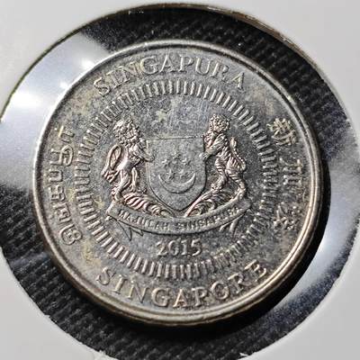 KK钱币收藏小铺  第417期 2月预留时间 周末发货  2015新加坡50分