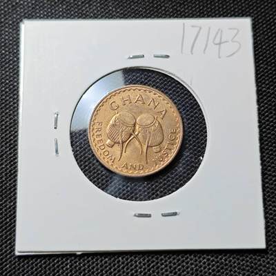 KK钱币收藏小铺  第417期 2月预留时间 周末发货 1967加纳1/2比塞瓦