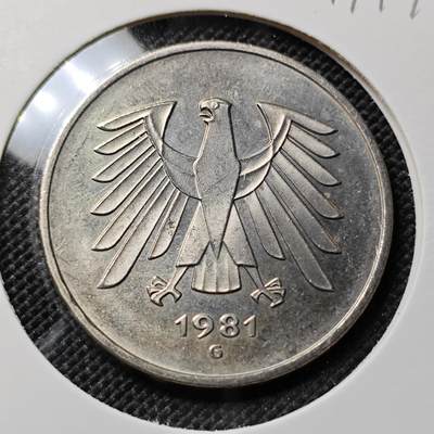 KK钱币收藏小铺  第417期 2月预留时间 周末发货 1981德国5马克 好品