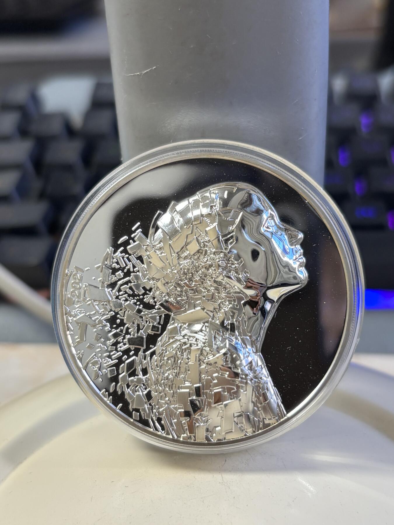 第196期拍卖 库克2021年信息大爆炸3盎司高浮雕精制纪念银币，999银，发行量999枚