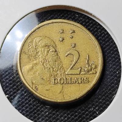 KK钱币收藏小铺  第417期 2月预留时间 周末发货 1989澳大利亚土著人2元 