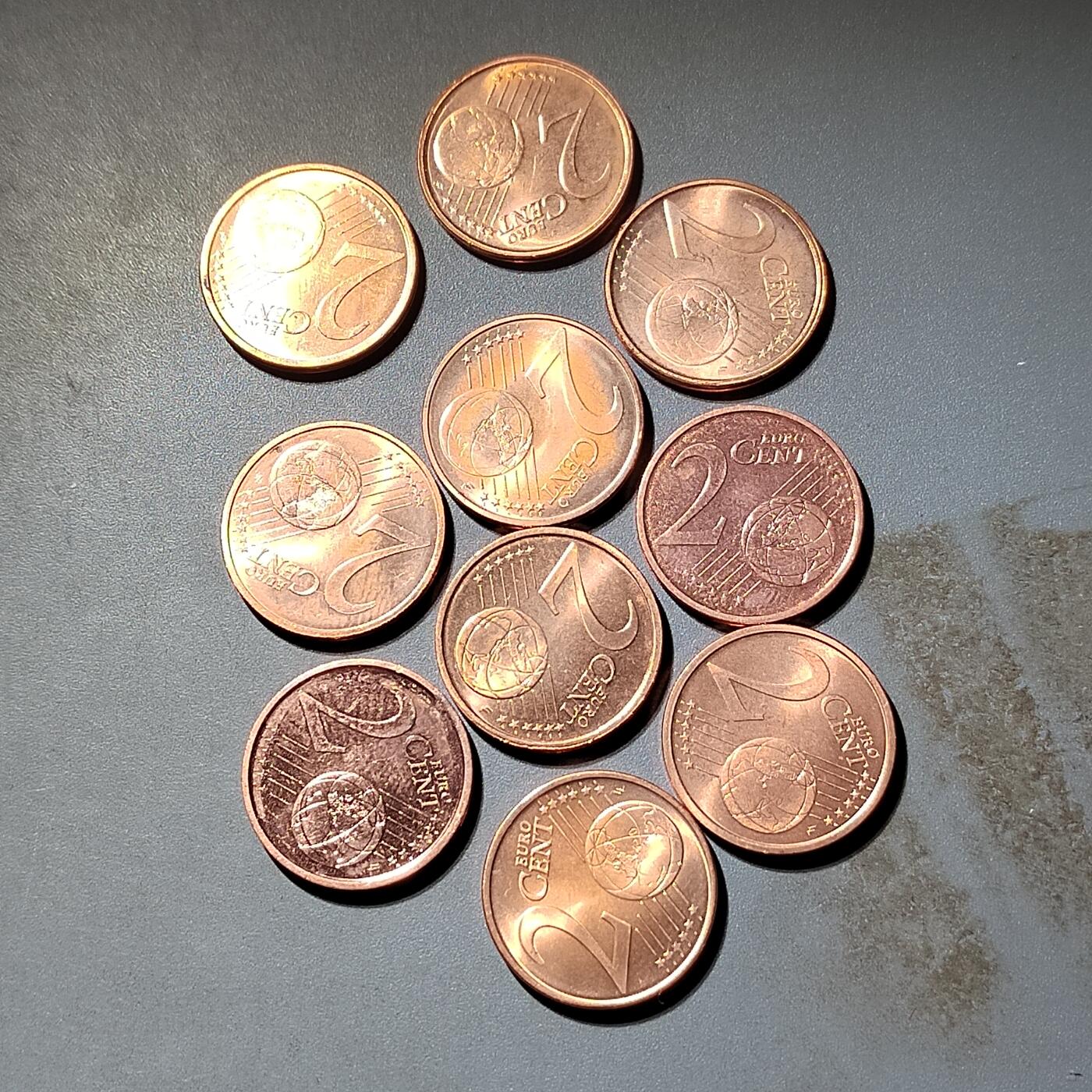 PCAI钱币  2-795  钱币小专场 2欧分 原册拆出有氧化