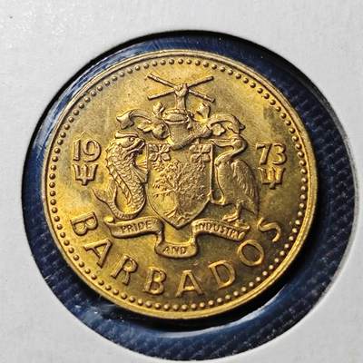KK钱币收藏小铺  第417期 2月预留时间 周末发货 1973巴巴多斯5分