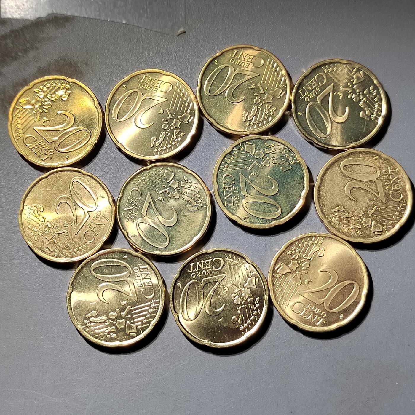 PCAI钱币  2-795  钱币小专场 20欧分 原册拆出有氧化