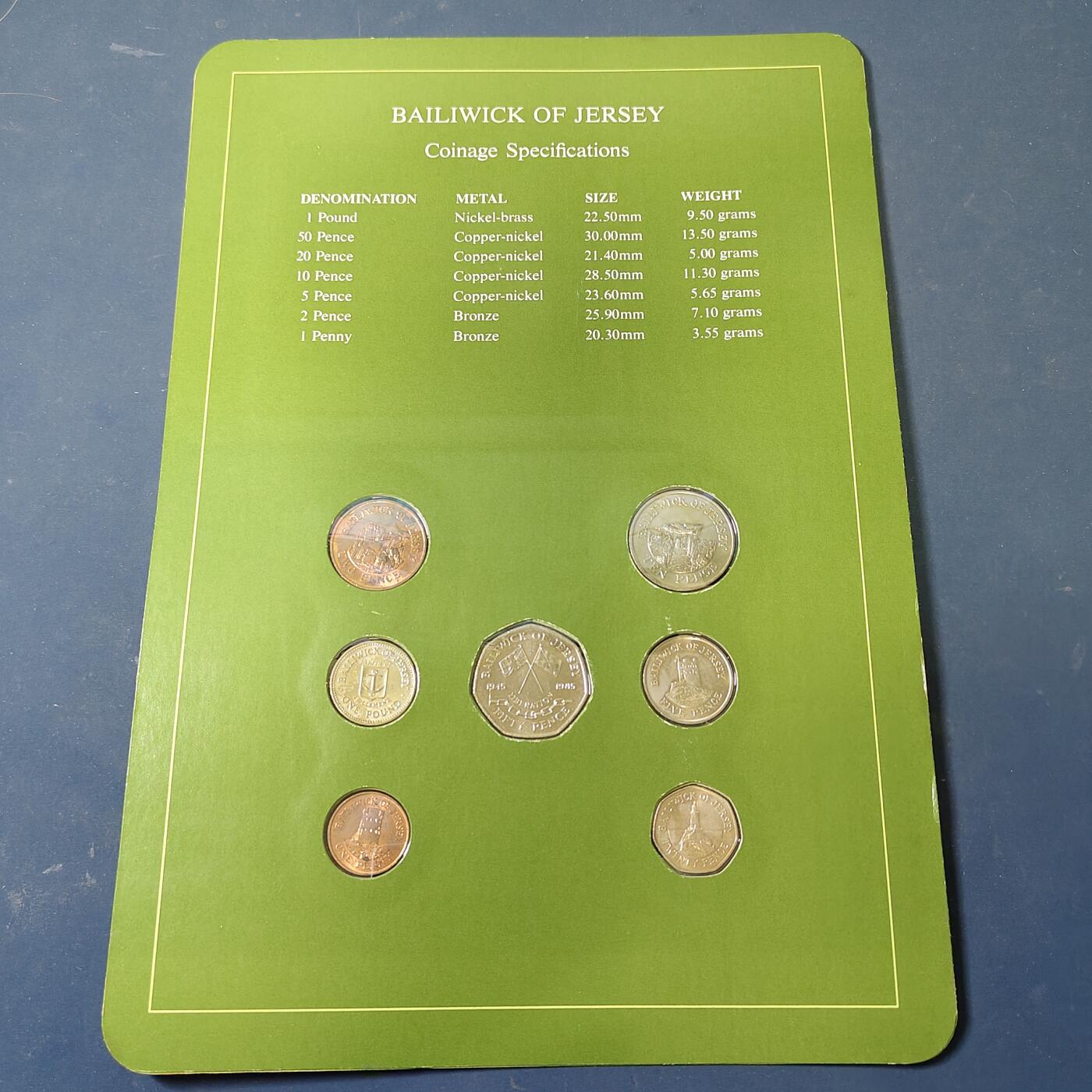 【全场包邮】纯粹捡漏拍517场 【富兰克林·世界各国硬币系列邮币卡】泽西（英国属地）-含50P二战纪念币+1镑克莱门特教区