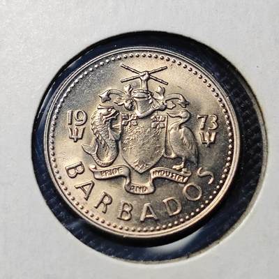 KK钱币收藏小铺  第417期 2月预留时间 周末发货 1973巴巴多斯10分 好品