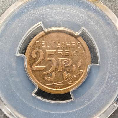 【德藏】世界币章拍卖第170期（拍品征集中~欢迎藏友联系） 1908年 德国25芬尼大嘴鹰 精制铜样币 章牌大师:卡尔歌茨作品 PCGS PR63RB