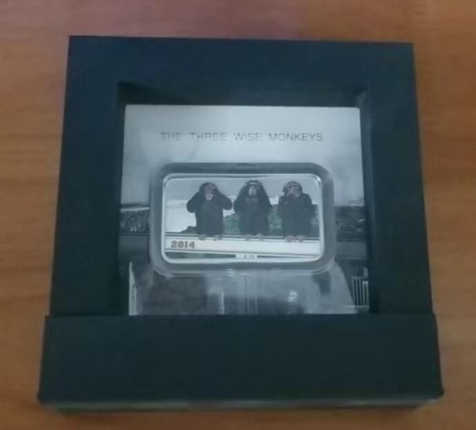 ❤️【币观天下】❤️ 第347期钱币拍卖场- 2026.4.3周五晚上6点半场 长期征集拍品  坦桑尼亚2014年三只灵猴方形彩色银币带证书包装