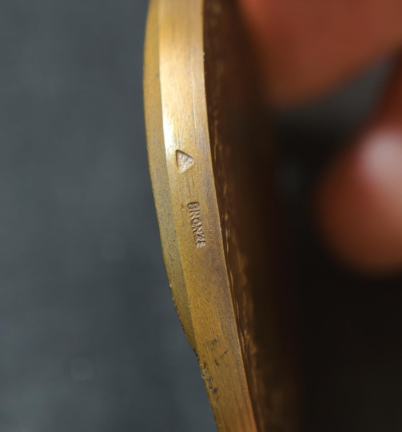 甄臻铺-世界币章拍卖（第58期），送拍享返佣金等优惠多多 法国玛丽安娜女神铜章（H.Piner作品） ，62.8g，49.7mm，三角铜标  名家雕刻