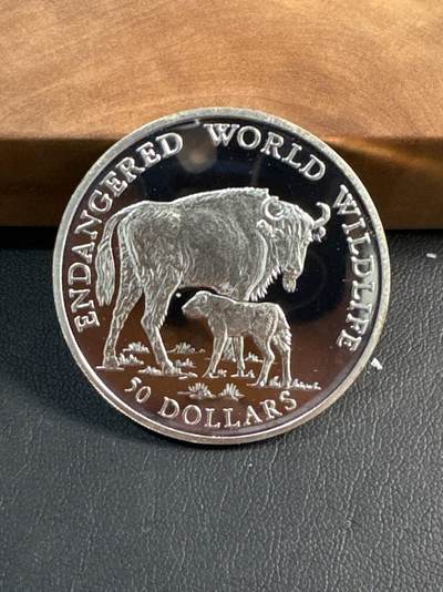 ❤️【币观天下】❤️ 第347期钱币拍卖场- 2026.4.3周五晚上6点半场 长期征集拍品  - 1990库克群岛 50 Dollars 欧洲野牛银币