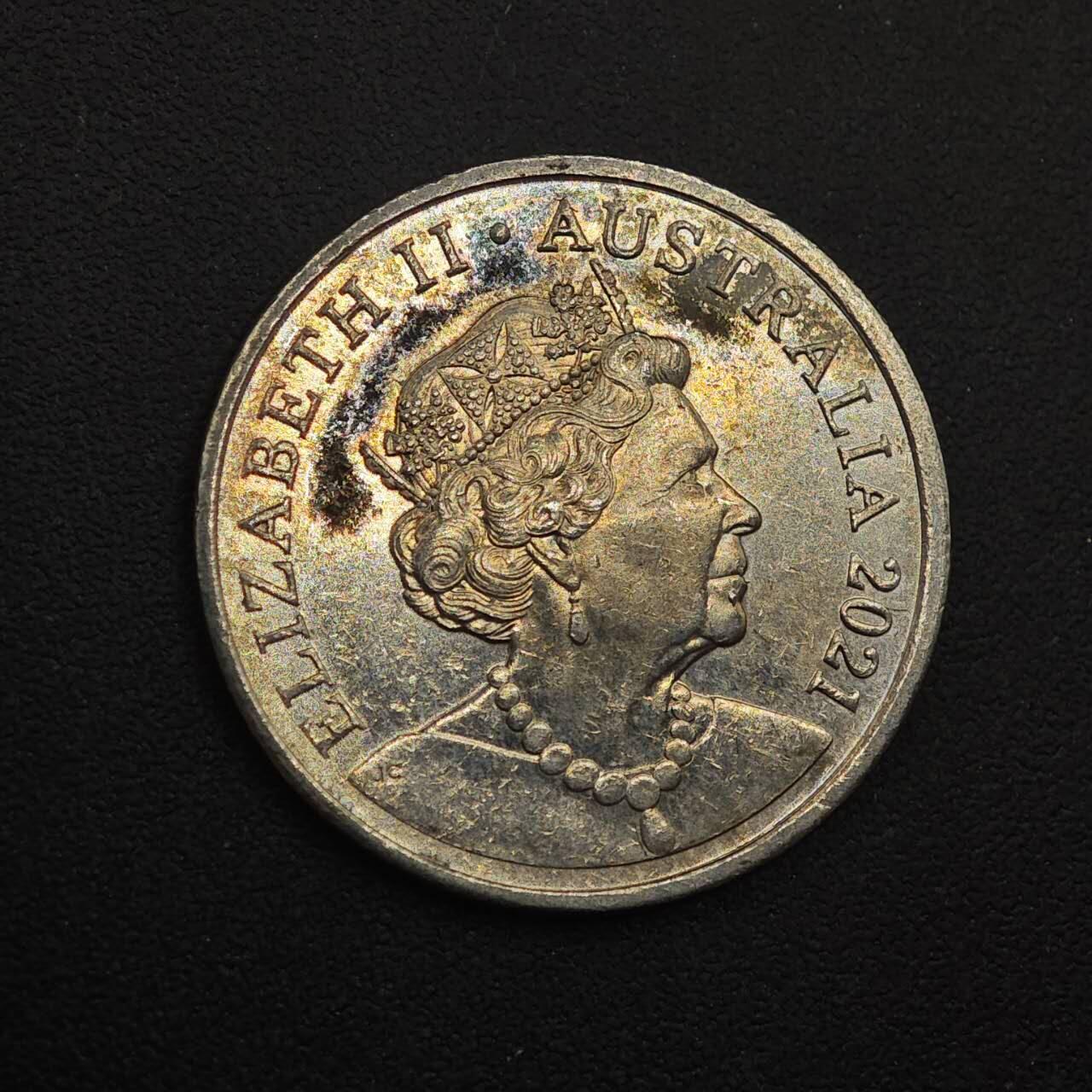 【淘币小摊】实时拍第八百八十七拍   散币场    每周一统一发货 澳大利亚2021年伊丽莎白二世5分镍币