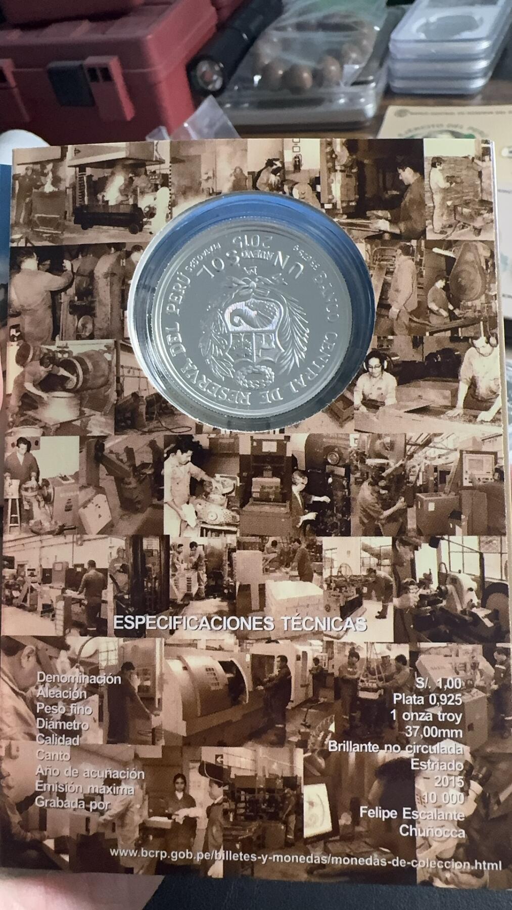 ❤️【币观天下】❤️ 第347期钱币拍卖场- 2026.4.3周五晚上6点半场 长期征集拍品  秘鲁2015年国家造币厂制作银币450周年纪念银币，33克大银币，含银量0.925含纯银31.1克