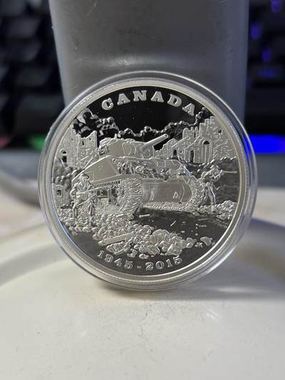 第196期拍卖 - 加拿大2015年二战胜利70周年意大利战役1盎司银币，9999银，发行10000枚