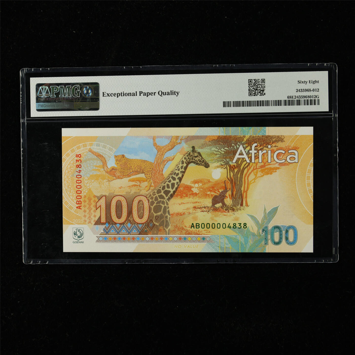 【亘邦集藏】第225期拍卖 俄罗斯试印钞100 PMG 68EPQ AB000004838